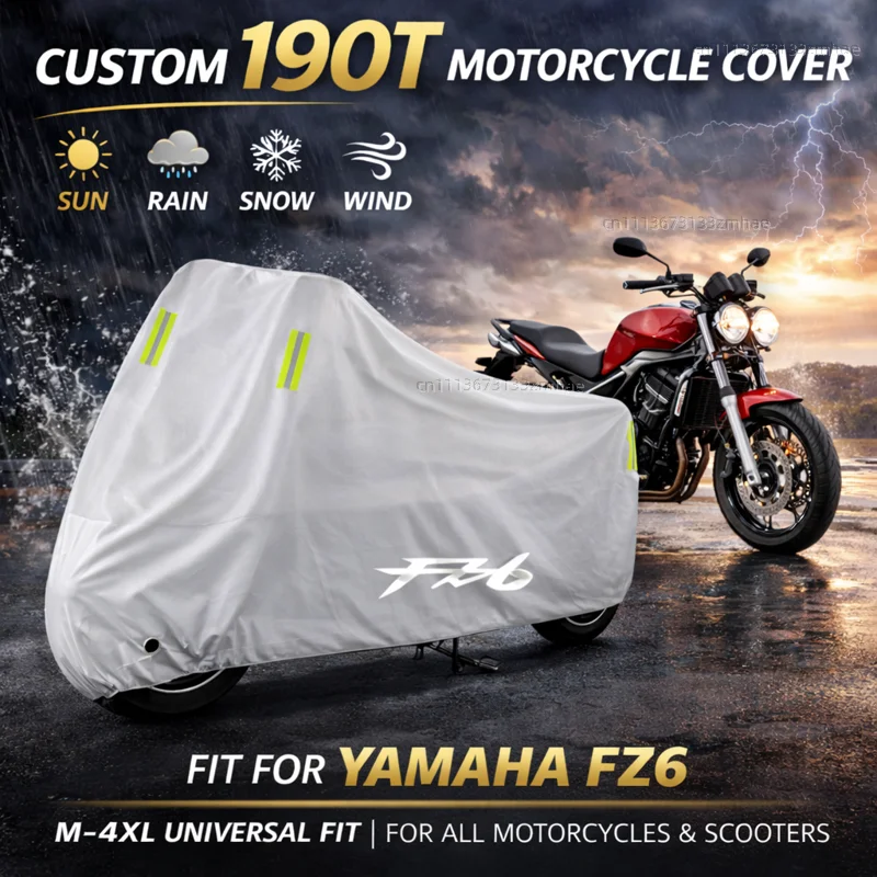 

Чехол для мотоцикла Yamaha FZ6 FZ-6 ZF6N FZ6R FAZER на все года выпуска, водонепроницаемый, сверхпрочный, для использования на улице, защита от дождя, пыли и солнца