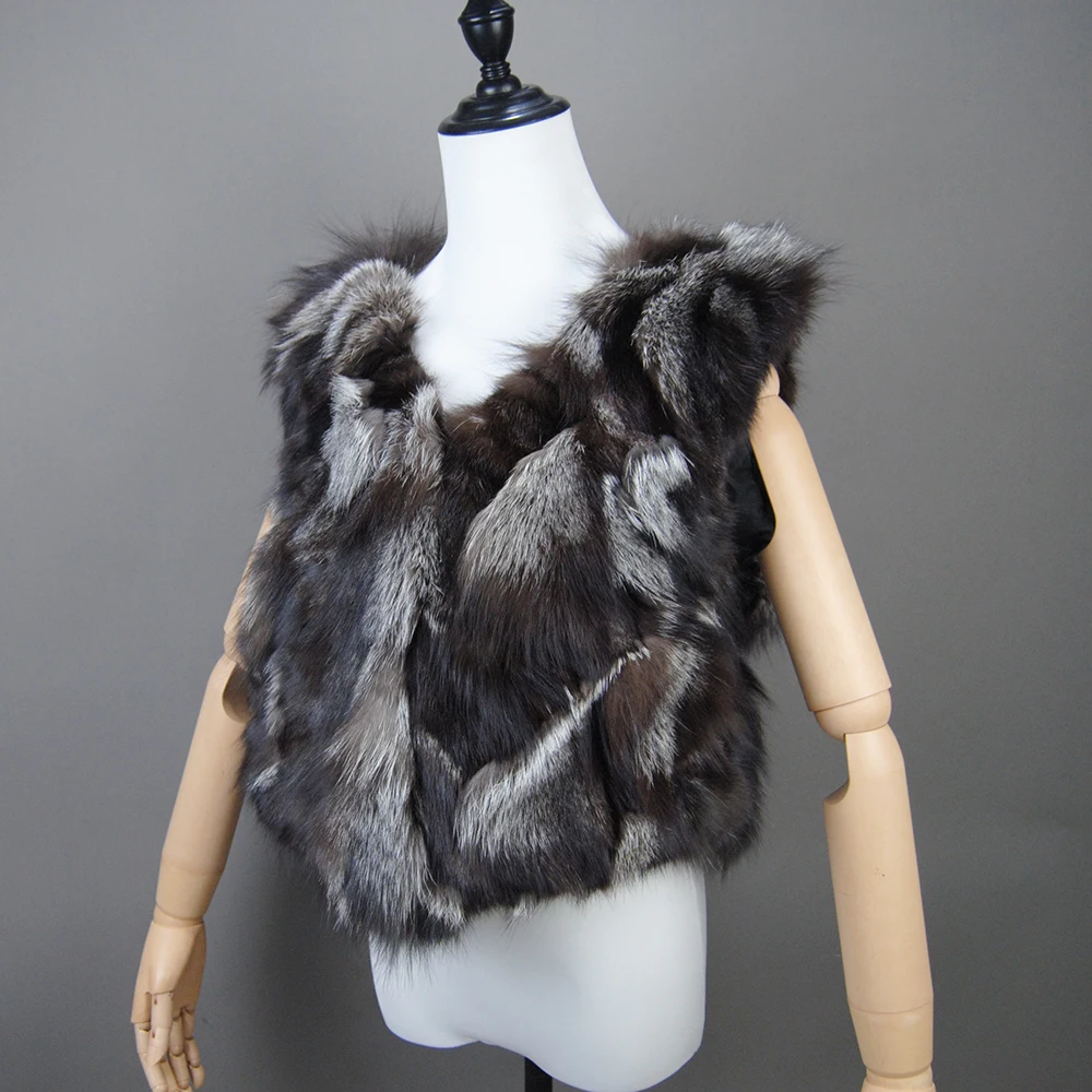 2024 Fox Fur Gilet Real Fur Short Women Natural Winter Feminino Genuine Fur Vest Female Real Short Fur Vest Colete De Inverno