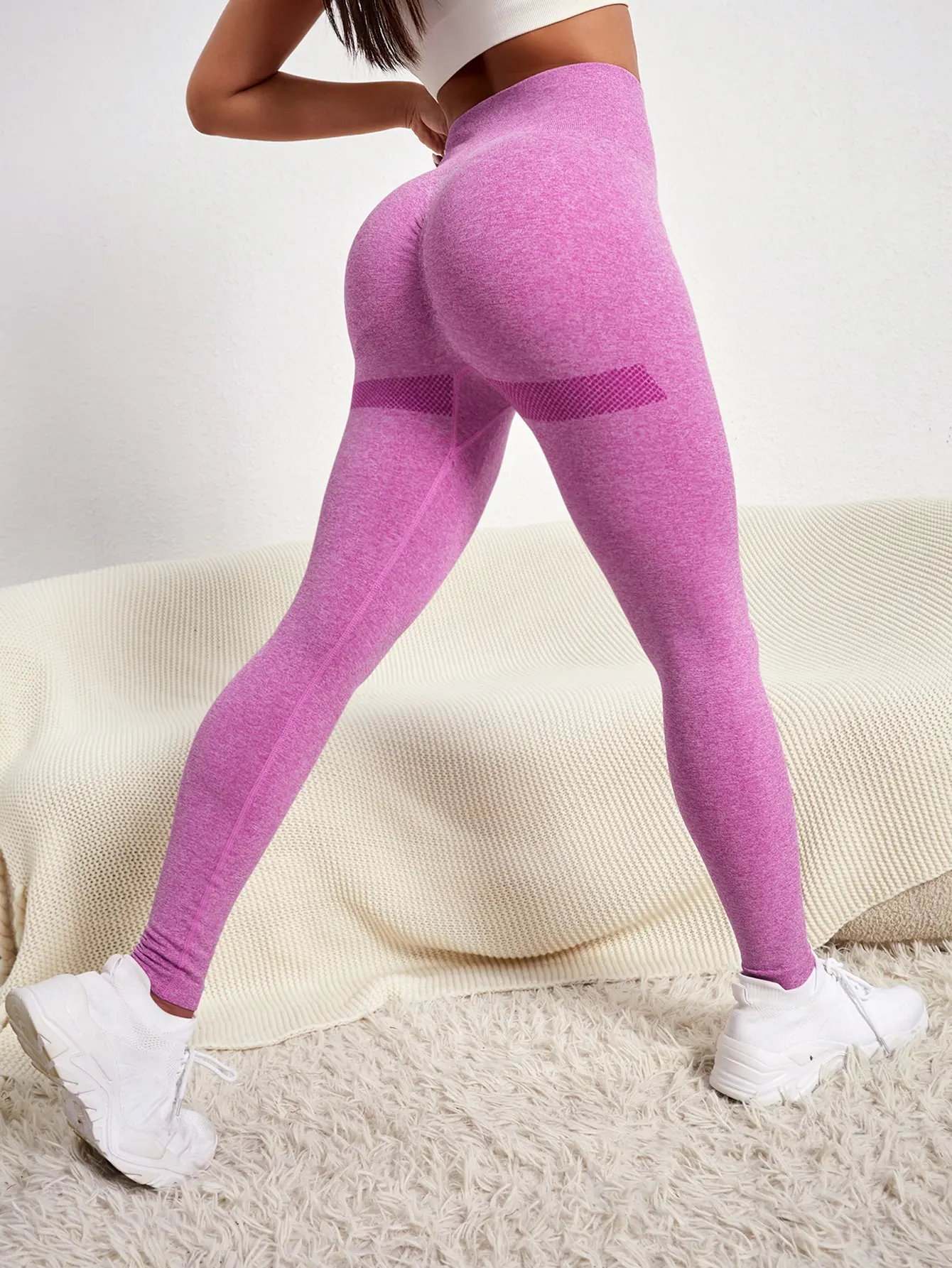 Women High Waist Seamless Yoga Leggings Butt Lifting Fitness Pants Elastic Tummy Control Workout Running Gym Leggings