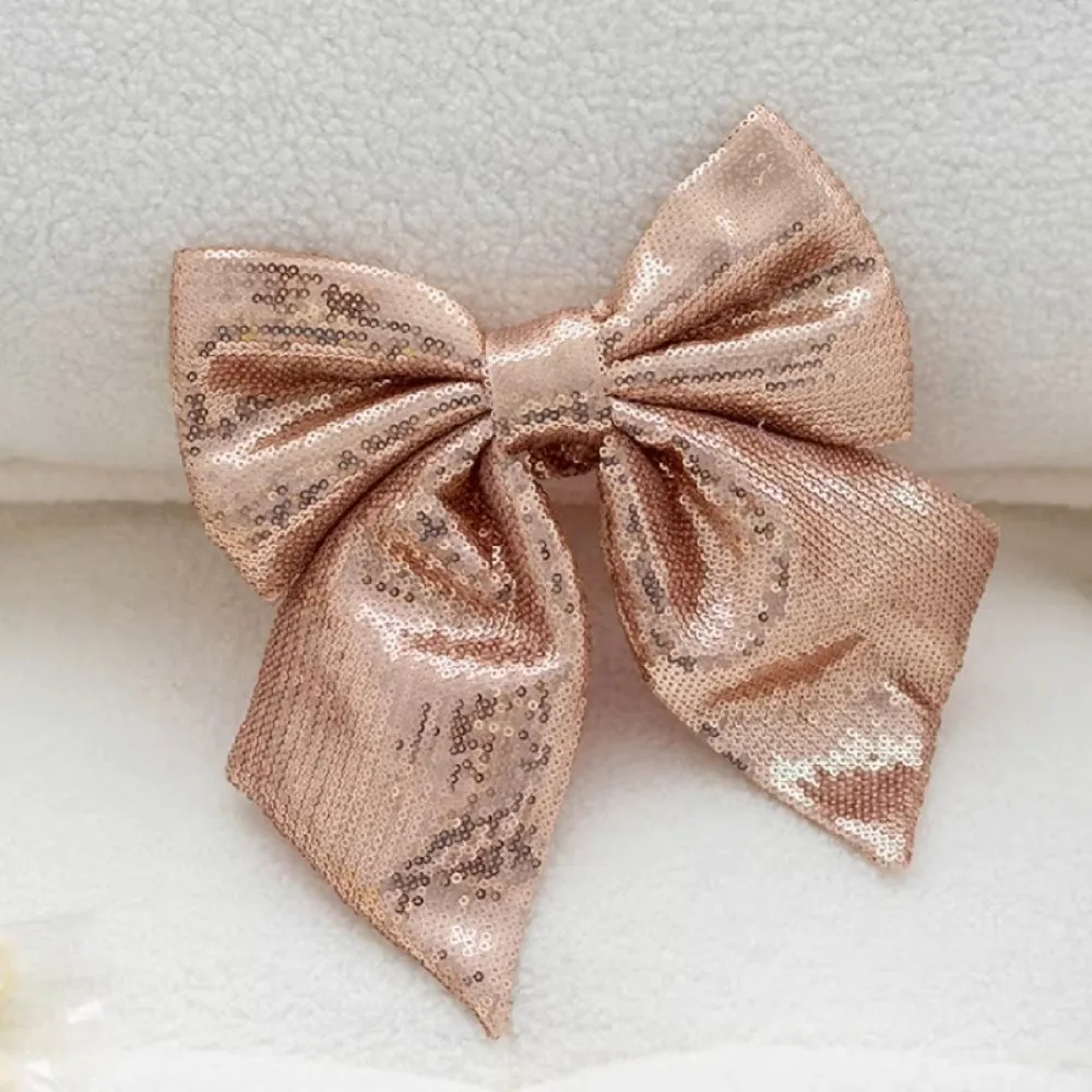 Decorative No-fading Sequin Fabric Bow Unique Shiny Christmas Bow Pendants Flower Art Christmas Tree Accessories Desktop