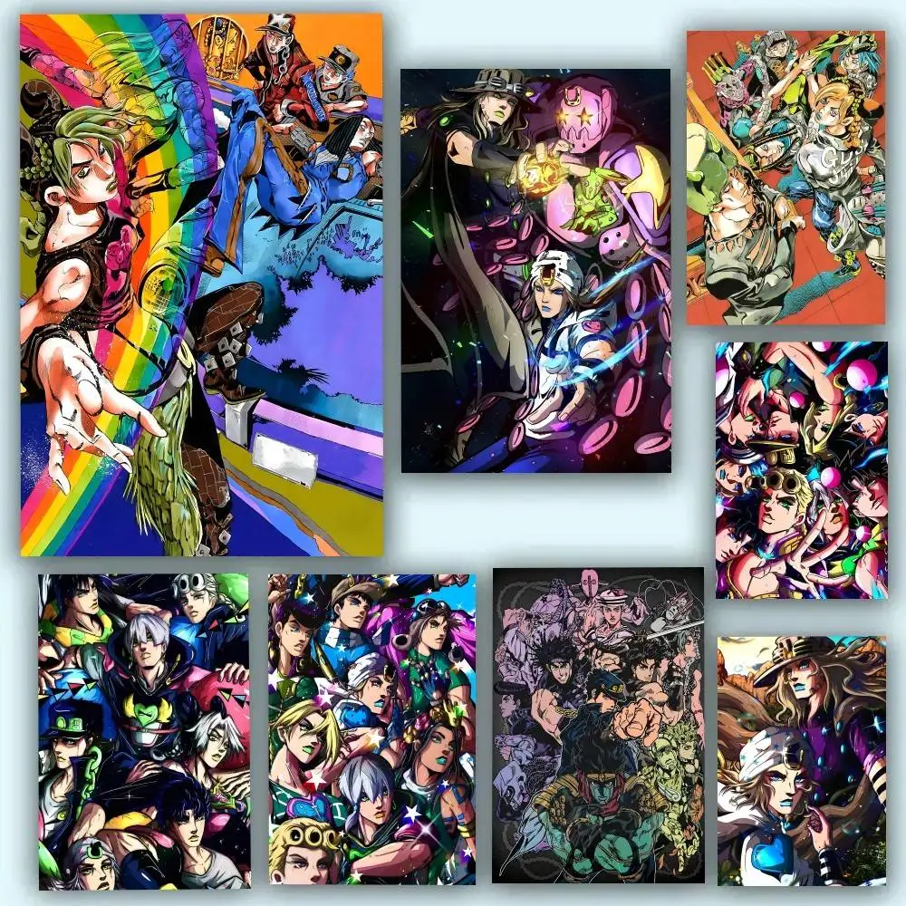 Cartoon Anime JoJos B-Bizarre A-Adventure Manga Posters Self Adhesive Waterproof Ideal For Living Room Bedroom Bar Decoration