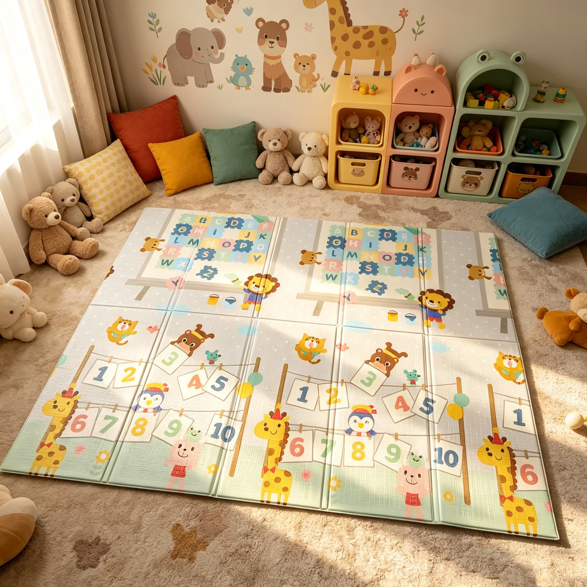 1PC Foldable Baby Crawling Mat 2m×1.8m 4-Sided Non-Slip Stable Base Compact Large for Multi Kids Multi-Scene Infant Walking Mat