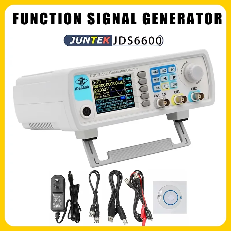 JUNTEK JDS6600: Series 15MHz-60MHz DDS Function Signal Generator CNC Dual Channel Frequency Counter Arbitrary Waveform Generator