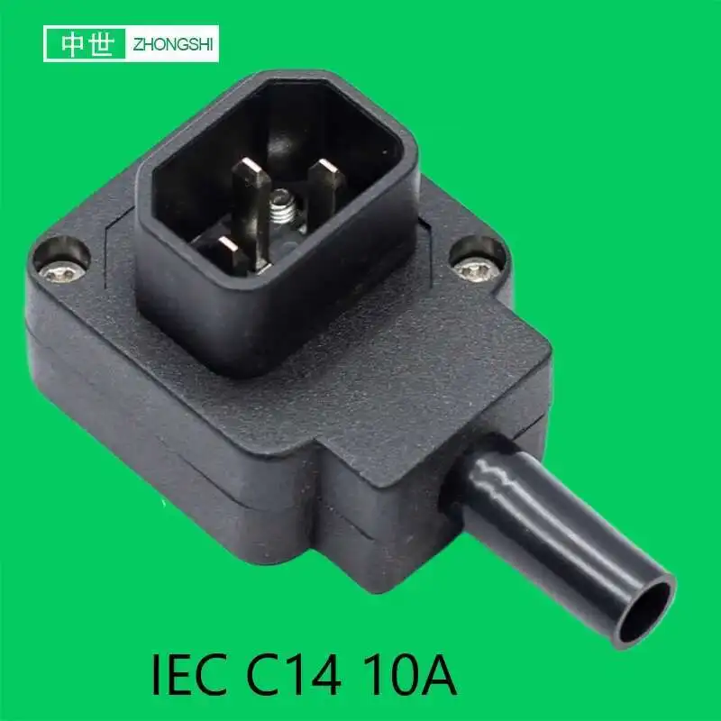 IEC 320 C14 Power Adapter 90 Degree Angled Rewireable Connector Male Plug