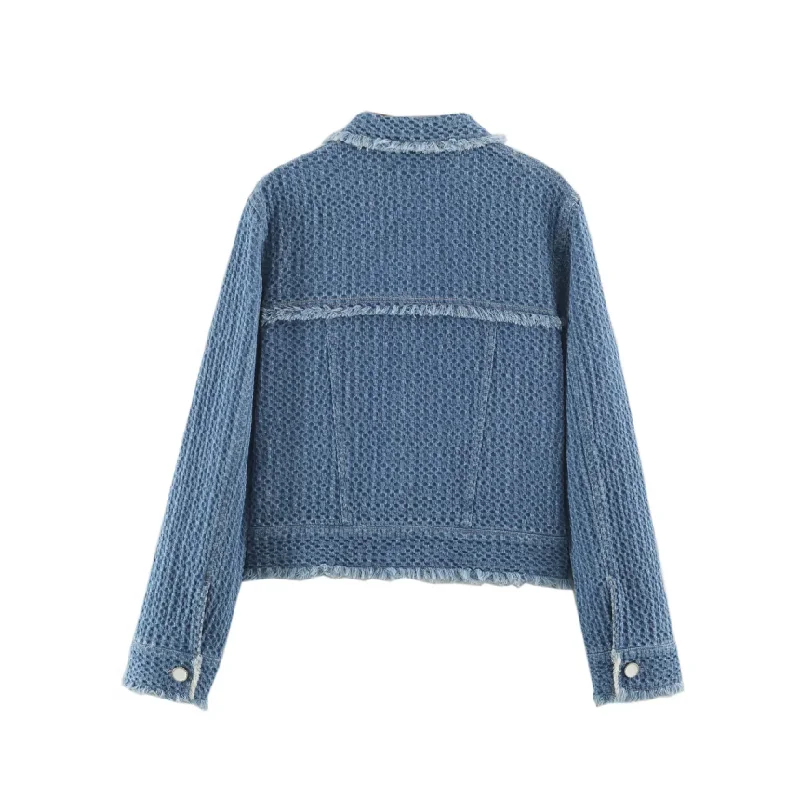 New Autumn Style Women's Fashionable Denim Short Sleeved Top Stylish And Versatile It Is A Must Have Outerwear For Daily Wear