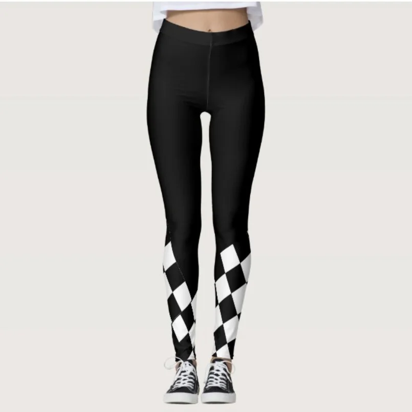 Art geometric print slim-fit stretch slimming all-in-one elastic waist casual leggings for women