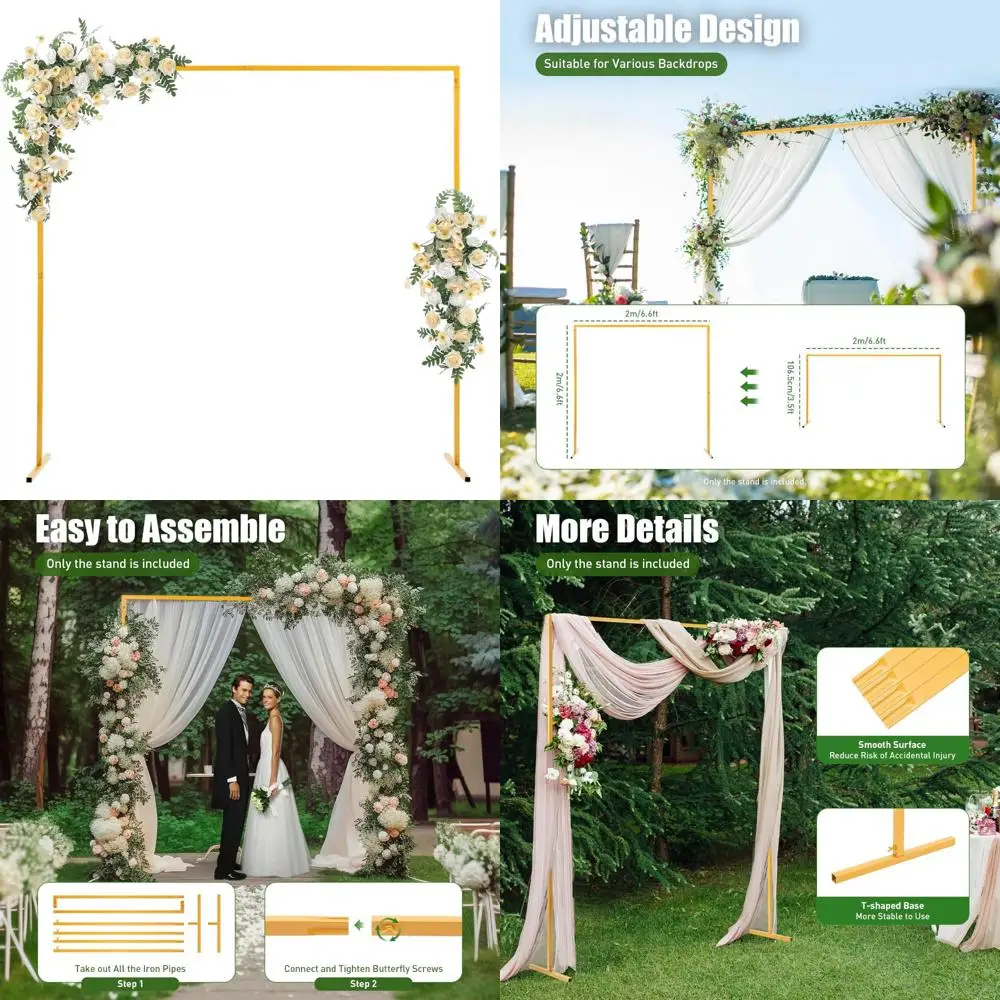 

Квадратная металлическая подставка для свадебной арки для церемоний на открытом воздухе - желтый фон с садовой аркой для свадеб и торжеств