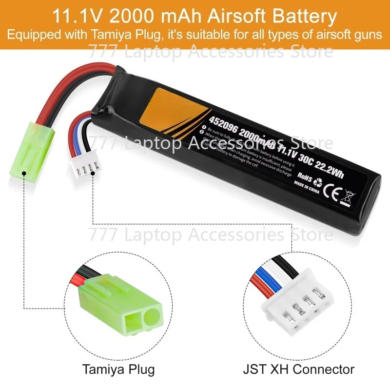 XXX  11.1V For Airsoft RC Lipo Battery 2000mAh 30C Rechargeable Mini For Tamiya Connector