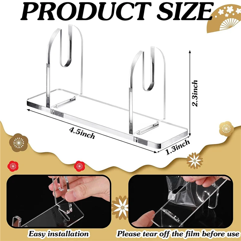 ABZS 8 Pcs Acrylic Fan Display Stand Folding Clear Fan Holder Easel Japanese Chinese Hand Fan Stand Foldable Handheld Fan