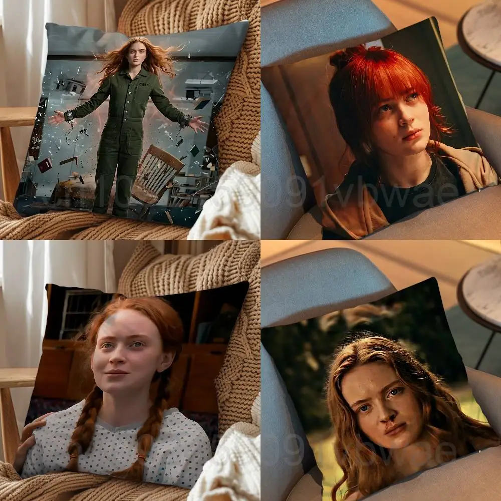 Max Mayfield Actor Sadie Sink Spider Pillow Case Anti-dustmite Pillowcase Invisible zipper silky short plush Sofa cushion cover