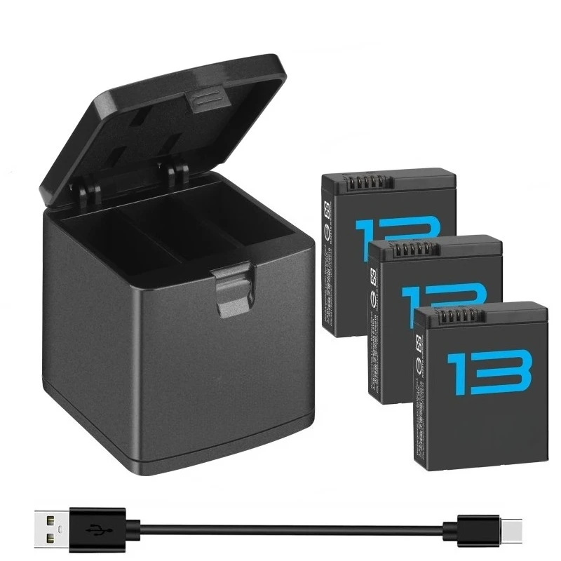 3.89V 2280mAh Replacement Battery + 3-Slots Charger Box For GoPro Hero 13 Black Action Camera Accessories