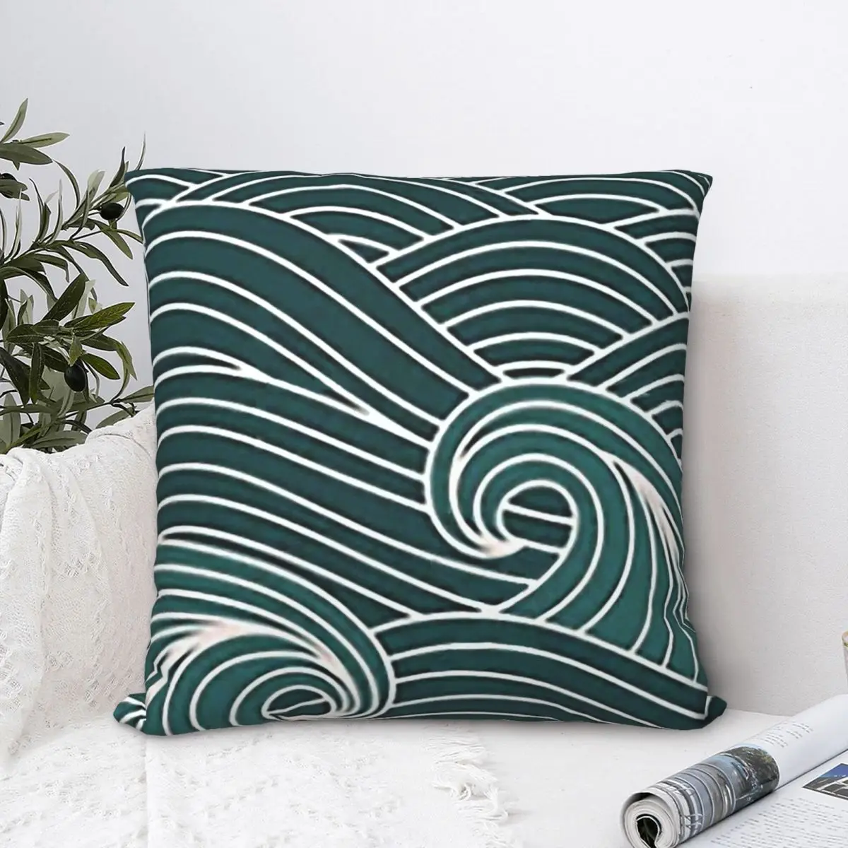 

Waves Throw Pillow Case Art Backpack Hugpillow Covers DIY Printed Cool For Home Decor