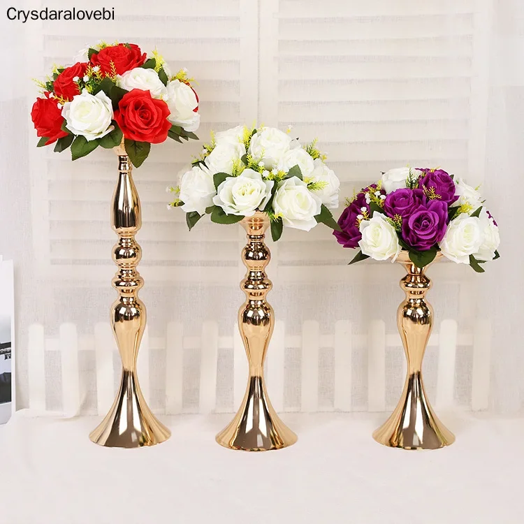 2pcs Metal Candle Holders Flowers Vase Candlestick Centerpieces Road Lead Candelabra Centerpieces Wedding porps Christmas decora