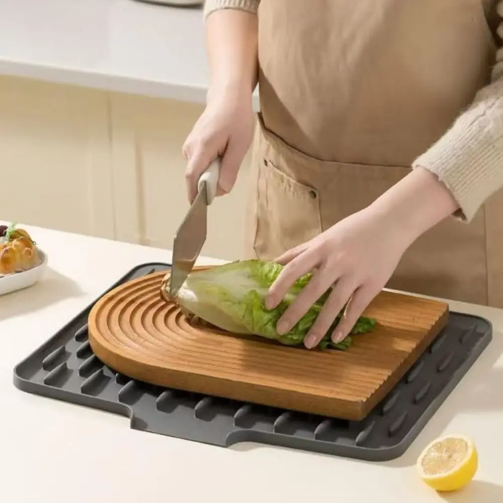 Non-slip Silicone Drainage Mat Large Size Foldable Dish Drying Mat Anti-scald Coaster Utensils Drying Sink Placemat