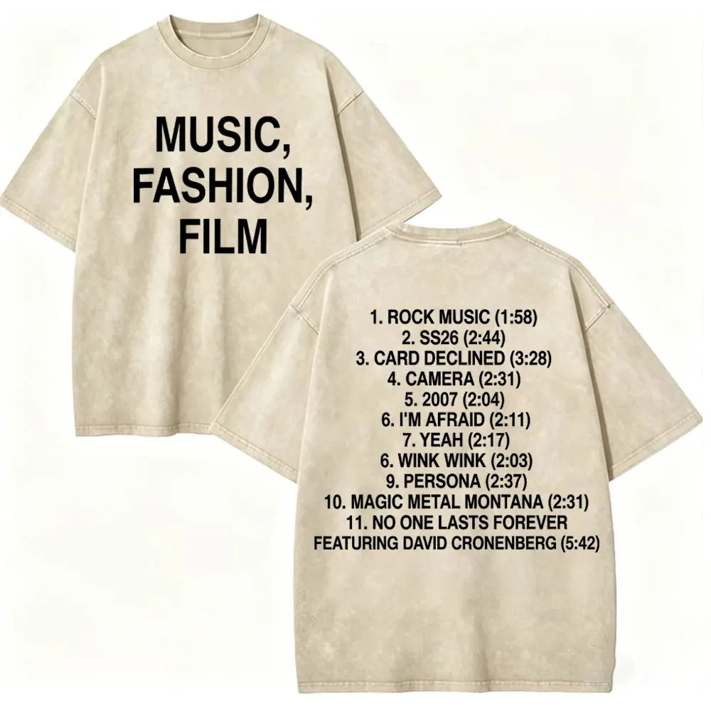 Vintage Washed Charli Xcx Music Fashion Film Tour 2026 Merch T-shirt High Quality Cotton T-shirts Unisex Casual O-Neck T Shirt