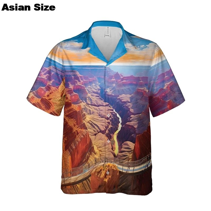 Men's Travel Souvenir Hawaiian Shirts National Parks Printed Button Down Mens Hawaii Shirt American Attractions Short Sleeve