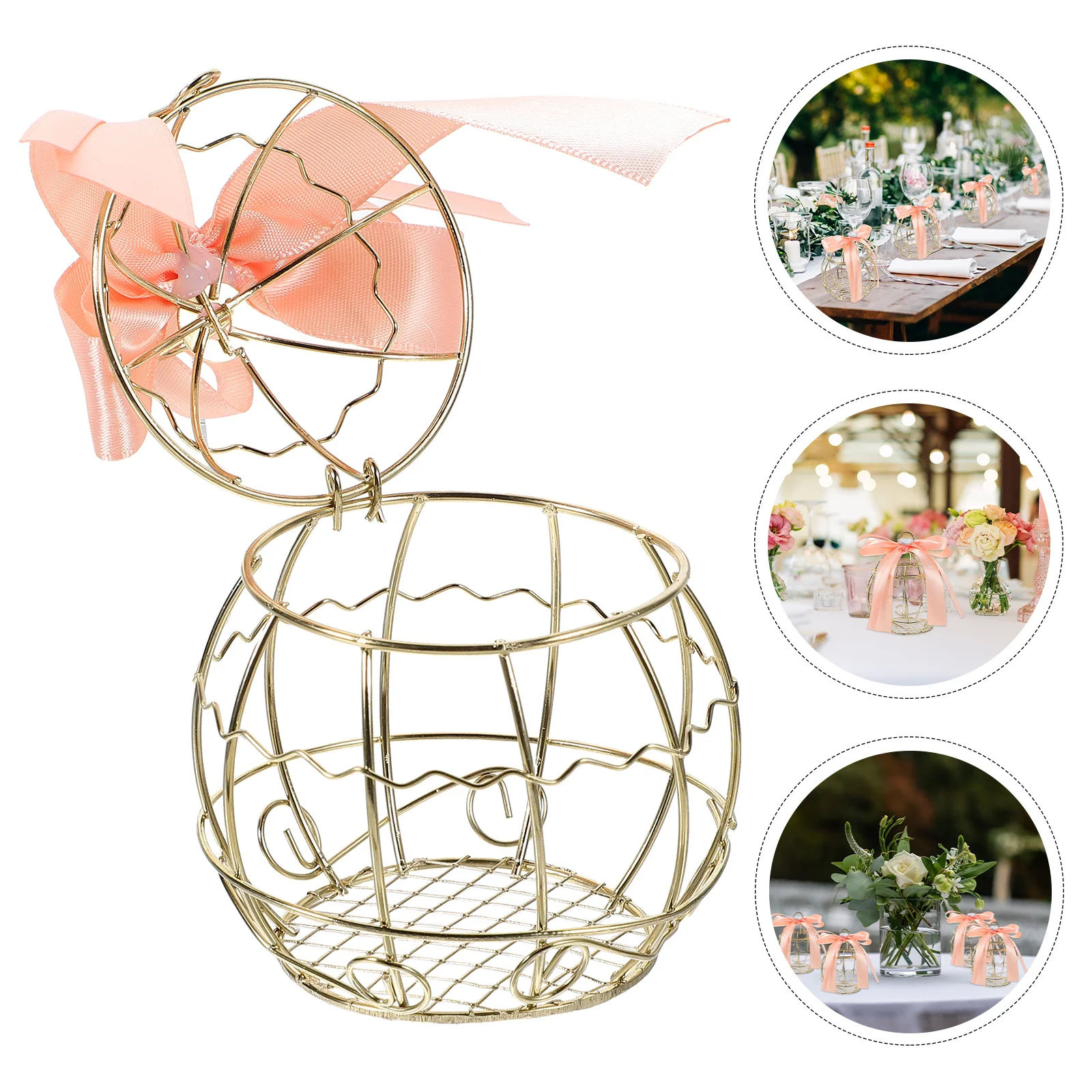 

4Pcs Candy Boxes Bird Cage Style Hollow Candy Case Durable Wedding Gift Container Party Favor Box Chocolate Cases