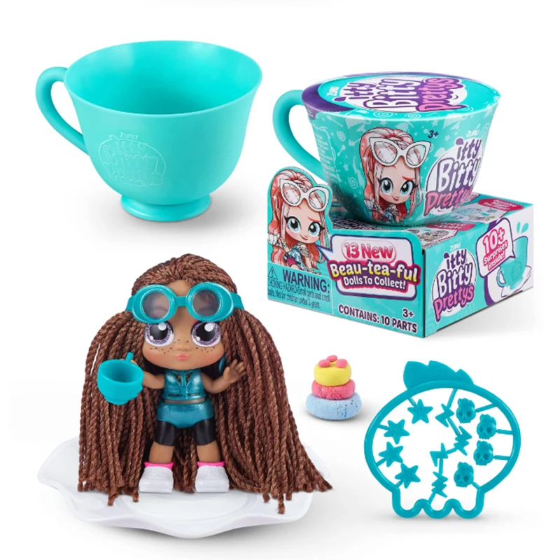 ZURU Itty Bitty Prettys Aidi Betty Tea Talk trompeta fiesta de té de la tarde sorpresa taza de té muñeca caja ciega juguete para jugar a las casitas para niñas