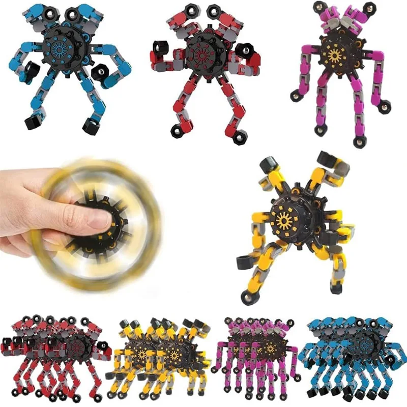 Transformable Fidget Spinners 4PCS ADHD Anxiety Stress Relief Toys Kids Teensager Boys Girls Birthday Party Favors Gifts