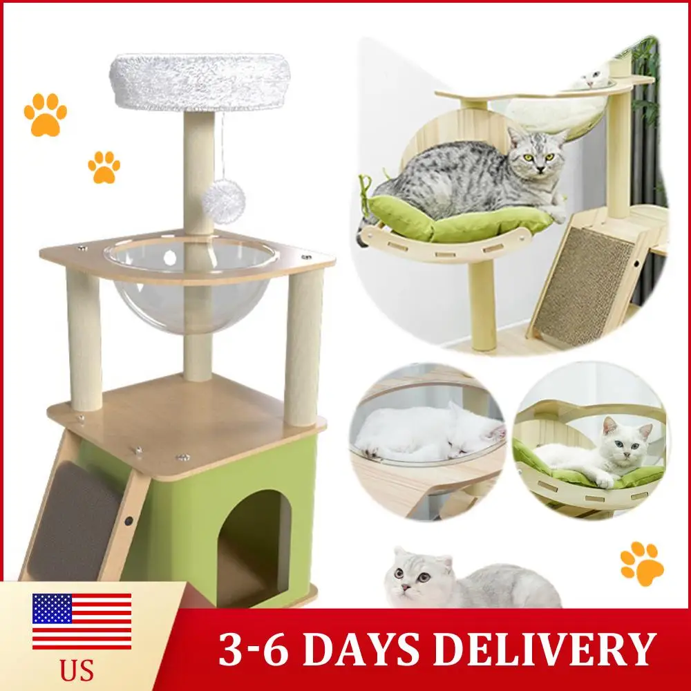 

Кошачья игровая стойка с плюшевой платформой для прыжков, подвесным мячом, многоуровневая, для взрослых кошек крупных пород, для дома