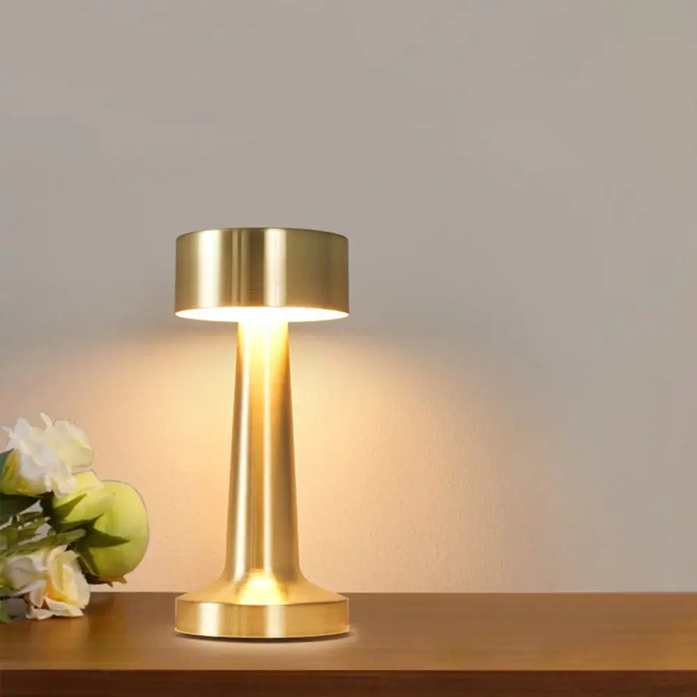 Retro LED Rechargeable Touch Metal Table Lamp 3 Colors dimmable Creative Ambient Lights Desk Lamp Bar Room Decor LED Night Light