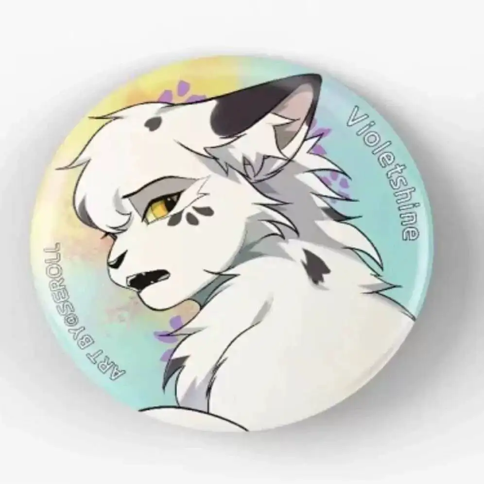Cute Cat Warrior Merchandise: Self-made Badges And Pins Featuring Tengchi Wintergreen Leaf And Charcoal Heart. Collectible Gifts