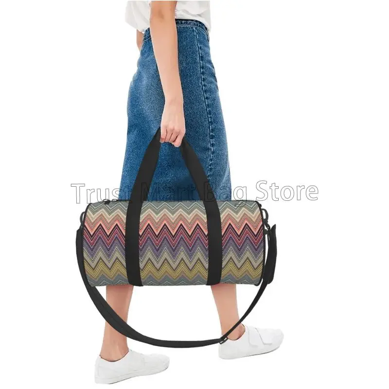 Custom Bohemian Chic Zigzag Reizen Duffel Tas Waterdichte Sport Tote Gymtas Weekender 'S Nachts Tassen Handbagage Bagage Tassen