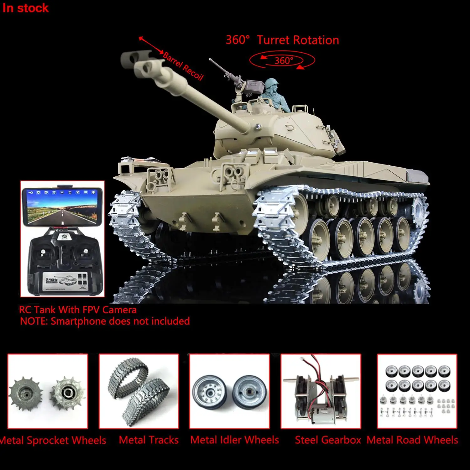 

HENG LONG 1/16 7.0 Walker Bulldog FPV RTR RC Tank 3839 Metal Tracks Barrel Recoil Smoking BB Pellets Toys for Boys TH20338-SMT4