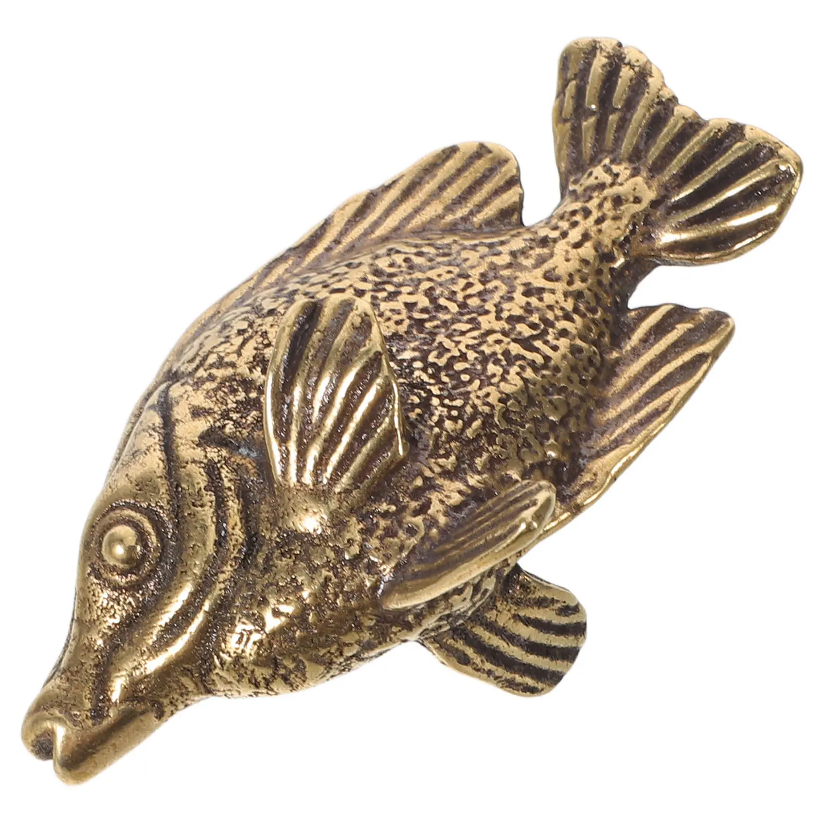Brass Fish Statue Miniature 2.55x1.57x1.10 in Vintage Brass Fish Sculpture Ocean Themed Fengshui Decorative