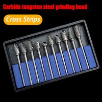 10pcs Carbide Burr Set Hard Alloy Tungsten Steel Double Cut Rotary File Milling Cutter Head Woodworking Grinding Carvin