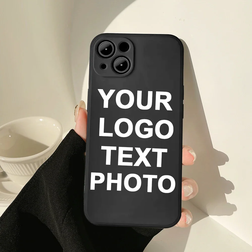 

Customized Soft Phone Case for Iphone 15 14 12 13 11 Personalized Silicon black Case Cover Design Picture DIY Custom Text Photo