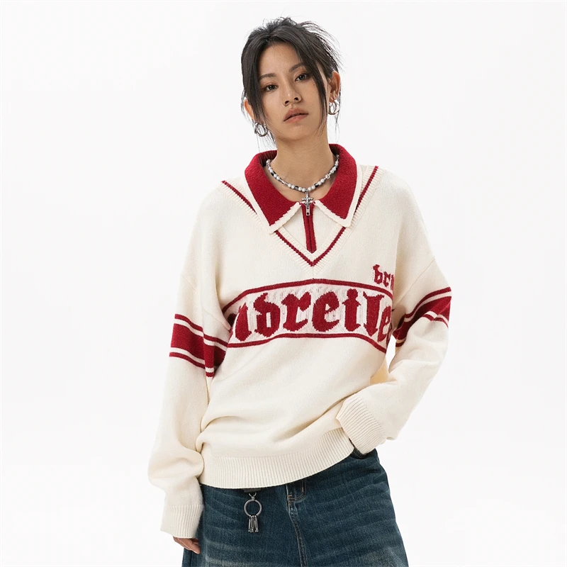 Women\'s Sweater Clothing Sales Promotion College Style Letter Printing Sweater Oversize Women Trends 2024 New Knit Sweatshirts