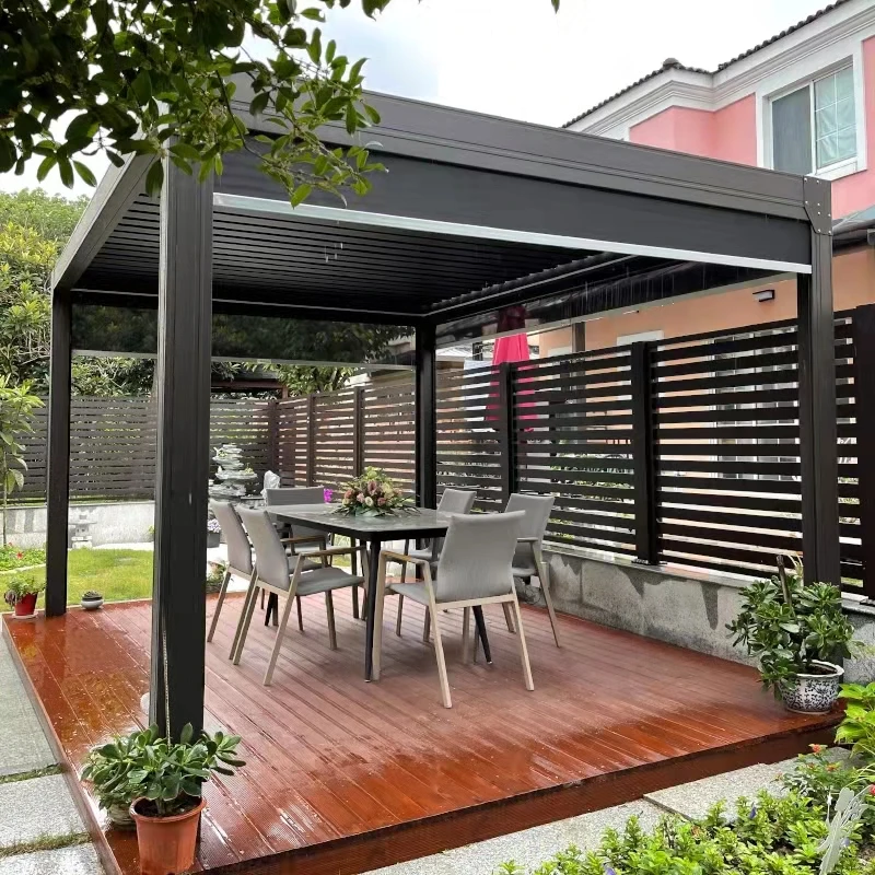 

Outdoor ecological flipping gazebo courtyard aluminum alloy electric garden modern villa sun room pavilion new Chinese style