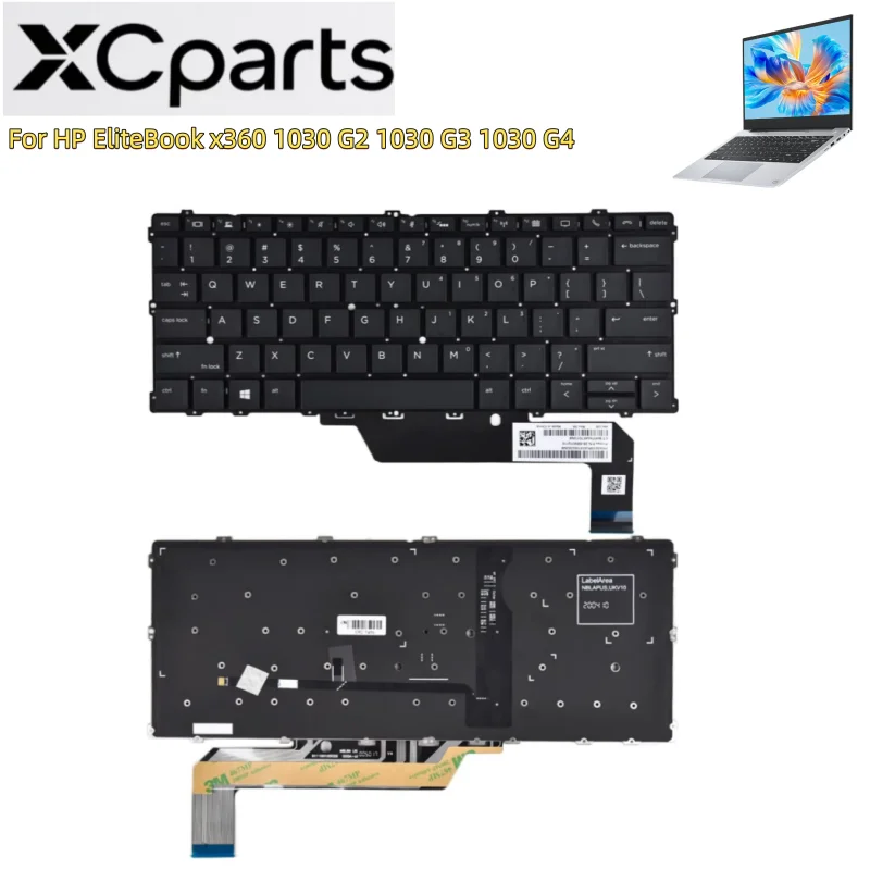 New US Black Laptop Keyboard Backlit for HP EliteBook x360 1030 G2 1030 G3 1030 G4 Notebook