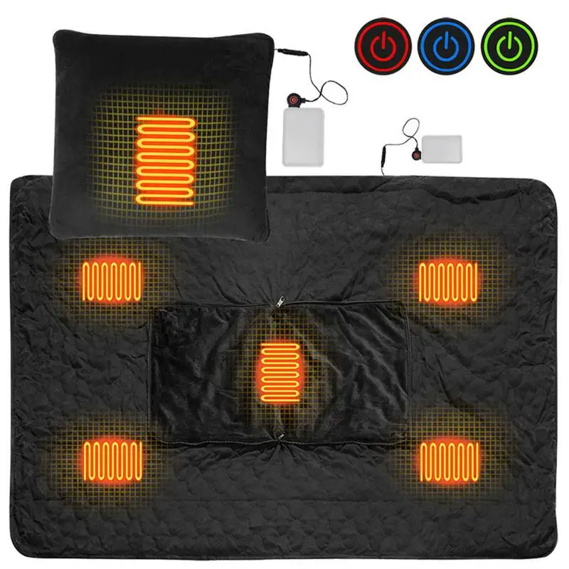 

Adjustable Temperature Electric Heated Pillow 2 in 1 Blanket Heating Pad Heat Cushion Winter Body Warmer Camping Sleeping Pad