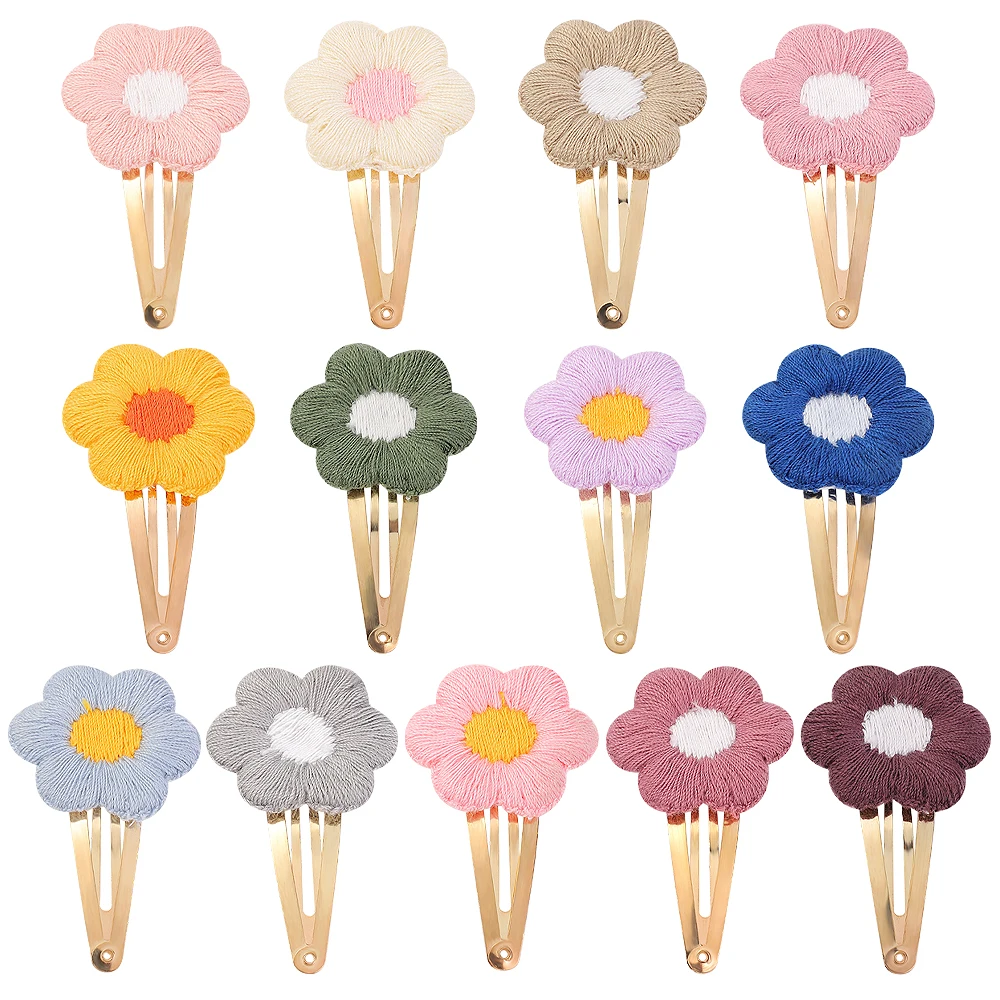 2Pcs/lot Embroidery Flower Hair Pins Children Flower Hair Clips Sweet Girls Baby Hair Accessories Vintage Hairpins Barrettes