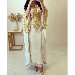 Cream Moroccan Dubai Kaftan Farasha Abaya Very Fancy Long Dress Fashion Trend