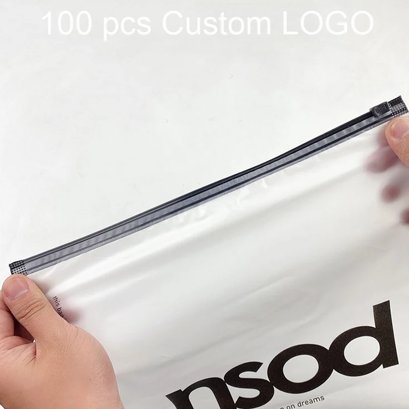 wholesale custom logo frosted plastic bag clothes zip lock self sealing bag clothing packaging frosted zipper bags printed logo