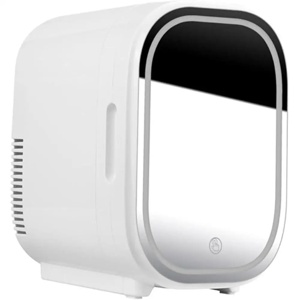 Geladeira de maquiagem 6l para cuidados com a pele, com espelho led regulável, refrigerador ecológico, aquecedor, cosméticos, medicamentos e bebidas