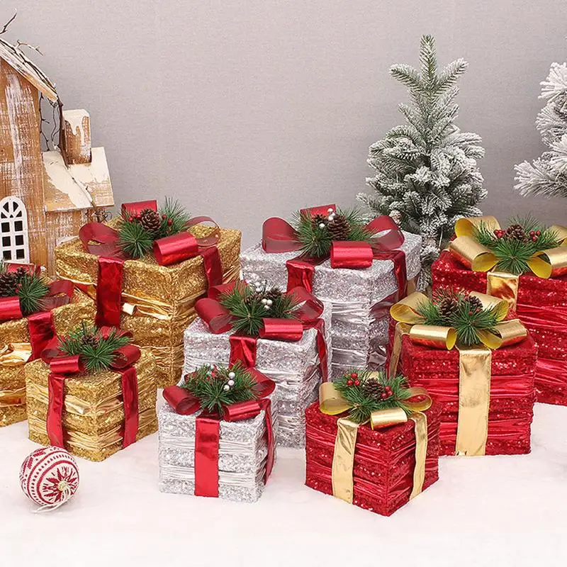 

Christmas Present Box Assorted Sizes Gift Boxes Cloth Box Festival Decors For Christmas Wedding Courtyard