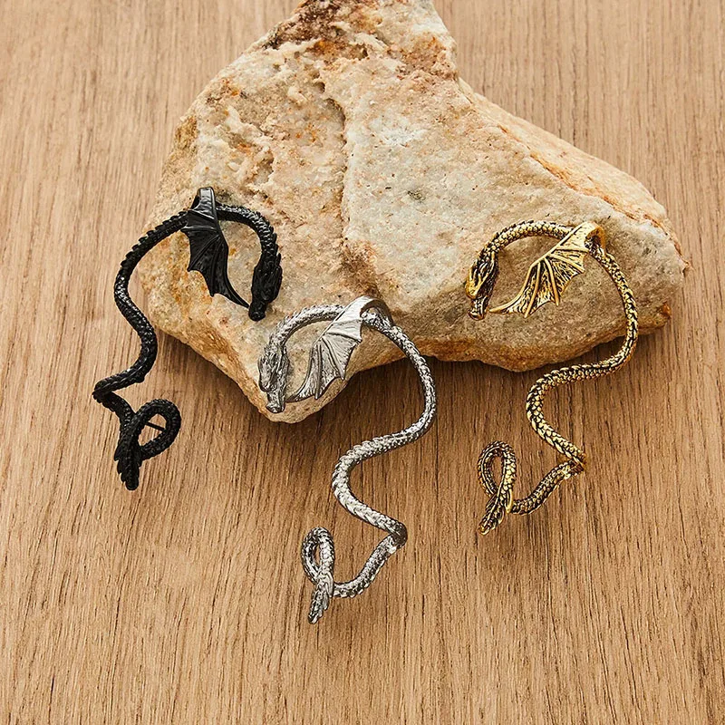 Women's Gothic Dragon Stud Wrap Earrings