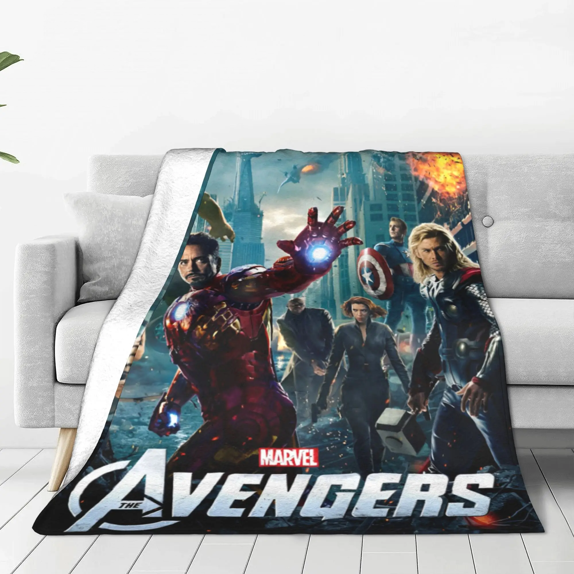 Avengers Superhero Iron Man Blankets Velvet Print Thanos Hulk Spider-Man Multifunction Soft Throw Blankets Office Bedroom Quilt