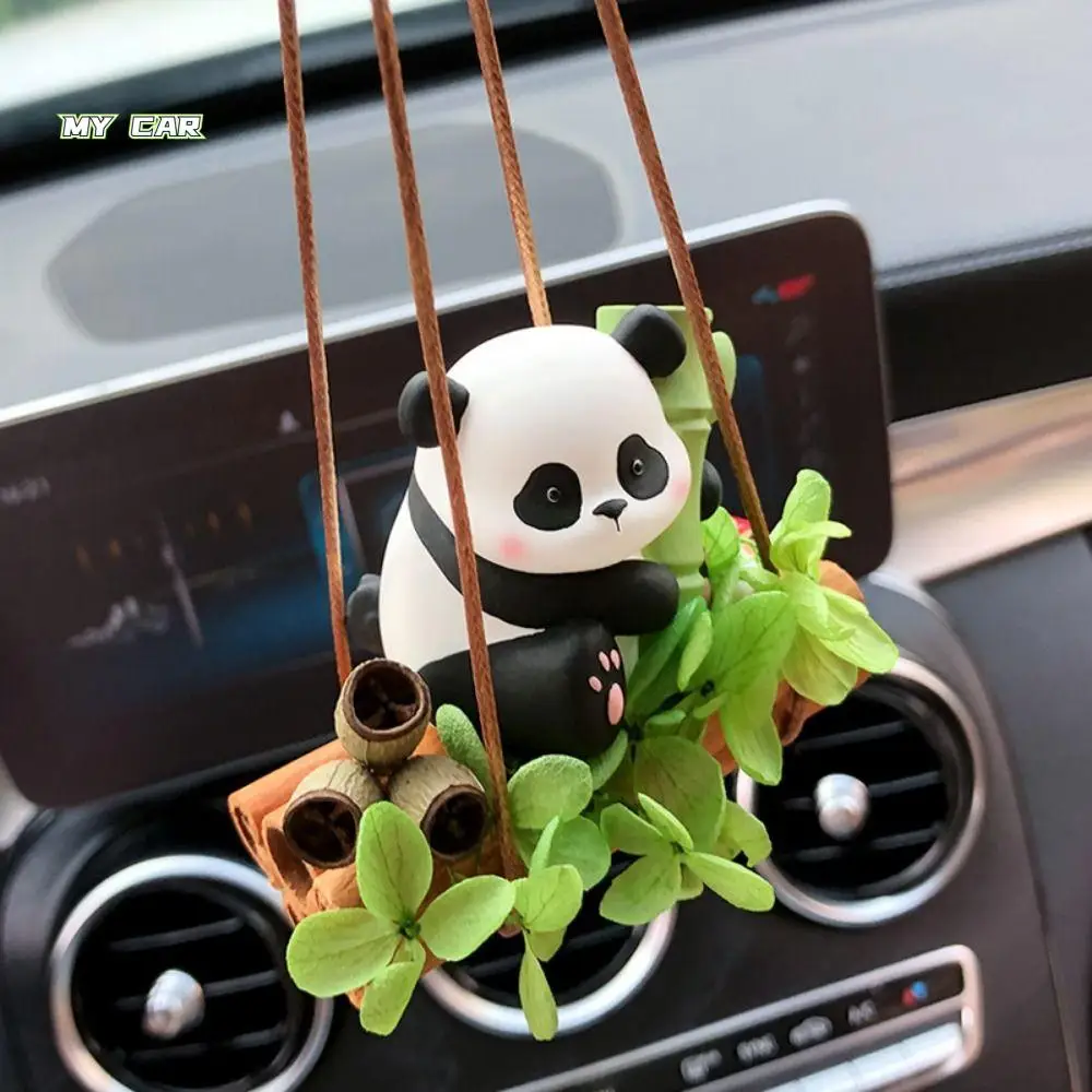 

Non-toxic Swing Panda Pendant Fragrant Stone Cute Panda Perfume Diffuser Exquisite Long Lasting Car Hanging Ornament