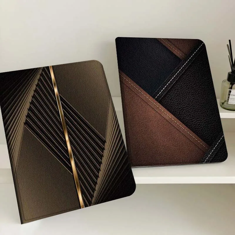 

Dark Stitch Patchwork Texture For Apple iPad Pro Air 13 2 7th 6th 2025 M2 M3 M4 M512.9 13 inch Foldable Tablet Case Gift