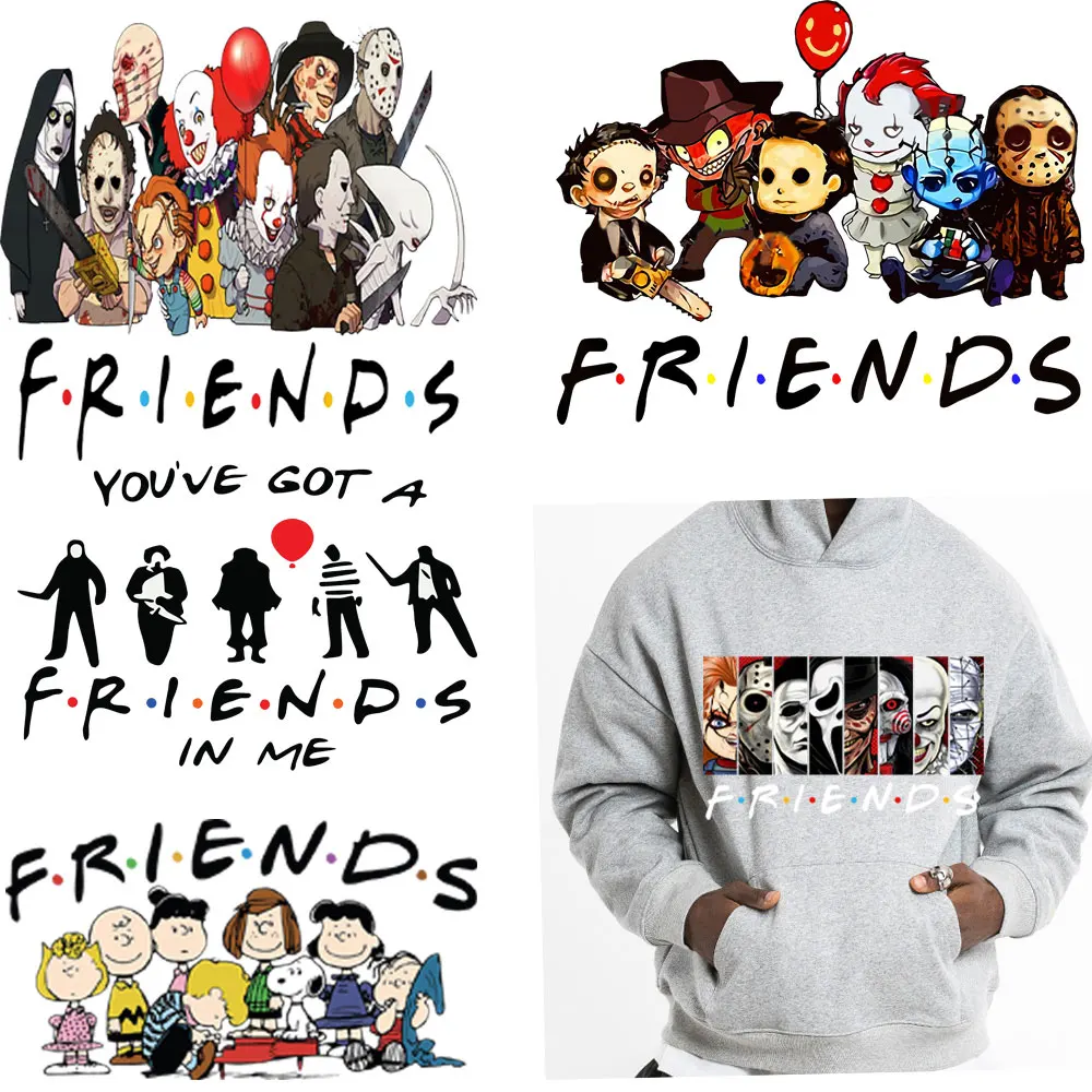 Scary Squad Cute Black Girl Thermal Heat Transfer Stickers DIY Print-On T-Shirt Hoodies Iron On Patches For Clothes Lovely Kids