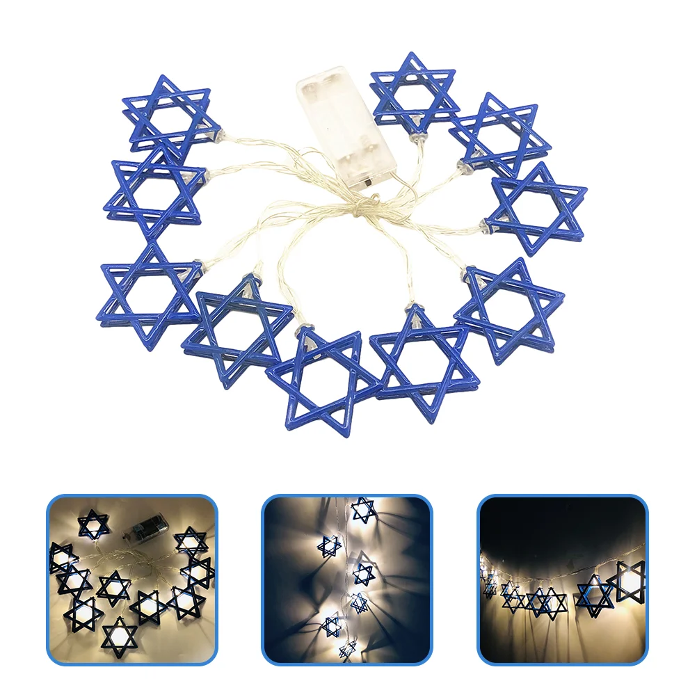 Judaical Chanukah Light Holiday Decorations Holder Hanukkah Indoor String Lights LED Blue