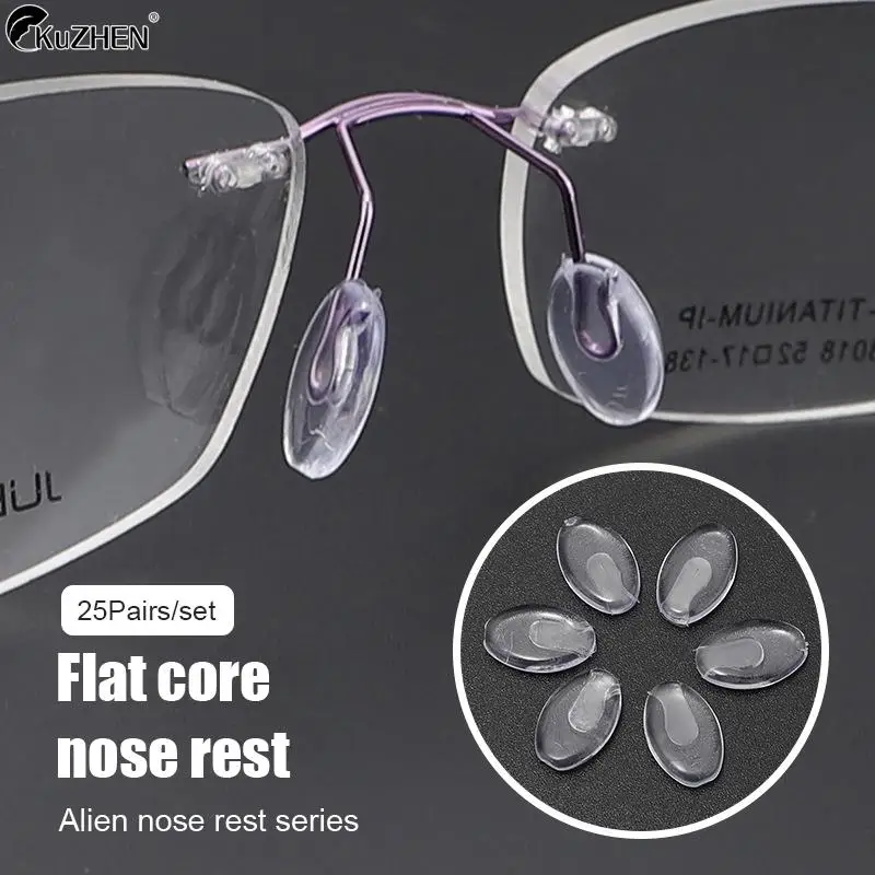 

25Pairs/Set Plug-in Eyeglasses Nose Pads Transparent PVC Anti Slip Nosepads Flat Oval Eyewear Bracket Eyeglass Accessory