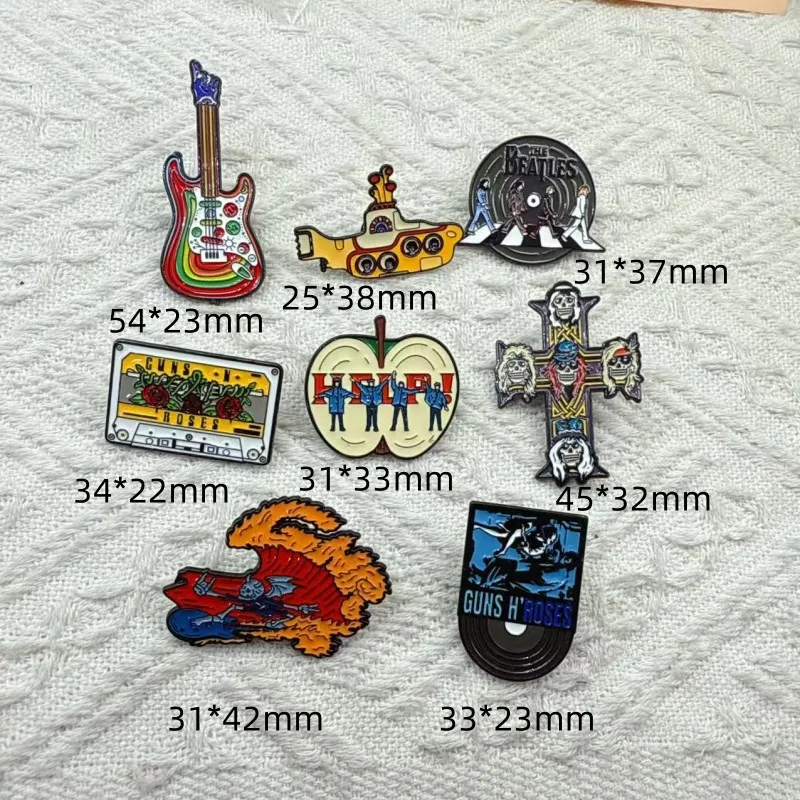 8pcs Punk Music Lovers Enamel Pin Good vibes tape DJ Vinyl Record Player badge brooch Lapel pin Jeans shirt Cool Gothic Jewelry