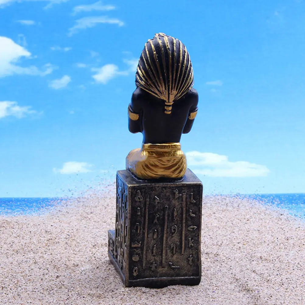 2Pcs Egyptian Pharaoh Resin Craft Sculpture Fine Workmanship Decorative Desktop Statue Space Enhancing Adornment Ancient