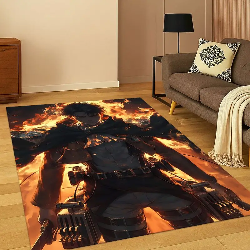 Anime Attack on Titan Cartoon Carpet Rug for Bedroom Living Room Sofa Playroom Doormat Home Decor, Game Area Rug Non-slip